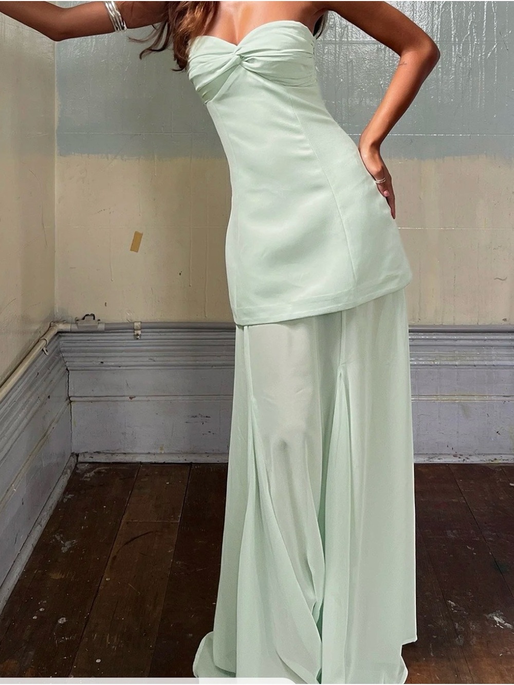 Strapless Mint Green Maxi Dress